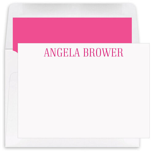 Tall Serif Name Flat Note Cards - Raised Ink
